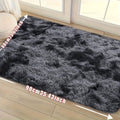 Tie-Dye Plush Area Rug Soft Non-Slip - Absorbent Machine Washable Fluffy Mat for Living Room Bedroom Bathroom, Modern Luxury Home Accent Rug, Dark Gray Black Light Gray Pink, 2 Sizes