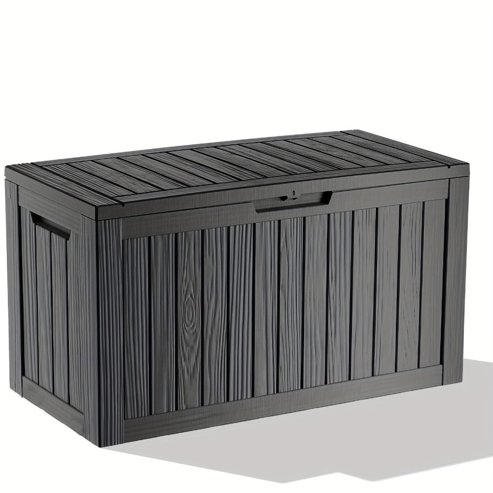 Large Resin Deck Box Lockable Outdoor Storage 80/100 Gallon ¨C 345L UV Protected Weatherproof Patio Storage Box | Sit-On Lid Deck Storage Chest for Pool Accessories, Garden Tools & Outdoor Gear