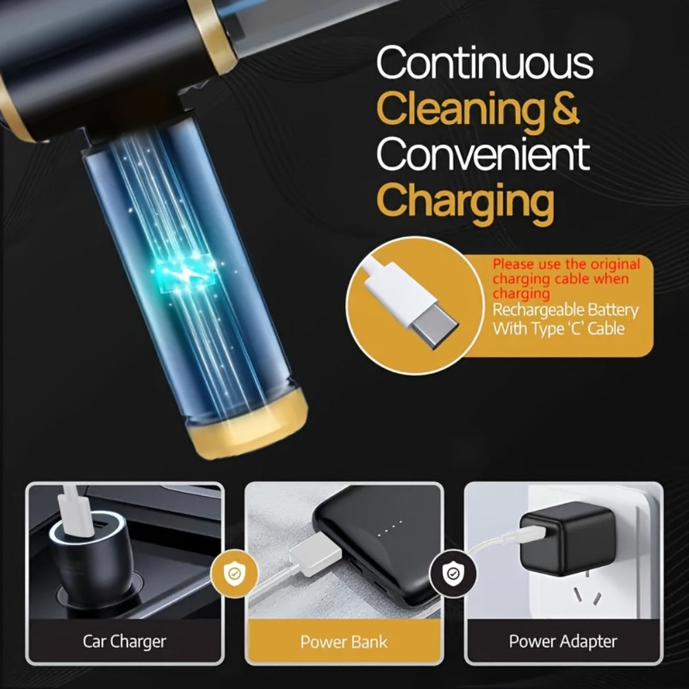 2-in-1 Handheld Vacuum Blower USB Rechargeable Cordless Mini Vacuum Cleaner Blow Suction Mode with Filter Dust Cup for Home Car Office Keyboard Lightweight