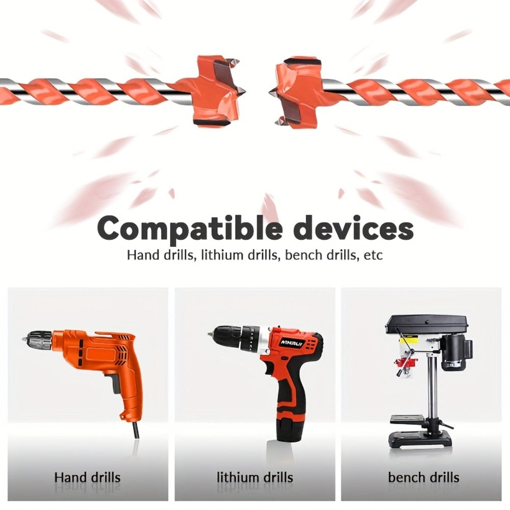 Long Drill Bits Set 5PCS Alloy Extended Length Hex Shank Auger Drill Bit for Wood Door Lock Plastic Hole Drilling Electric Screwdriver Compatible Woodworking Tool Kit