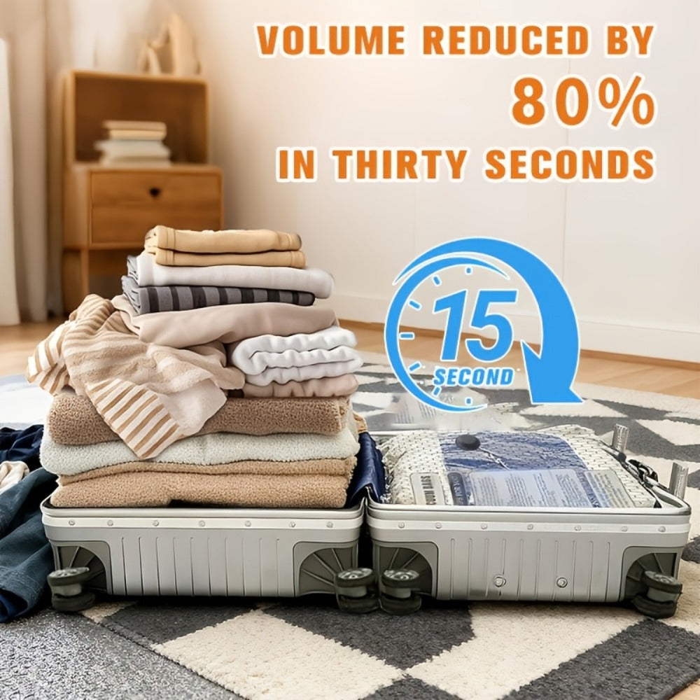 Vacuum Storage Bags with Electric Pump USB Wireless Space Saving Compression Bags for Clothes Blankets Duvets Pillows Bedding Travel Camping Wardrobe Organizer