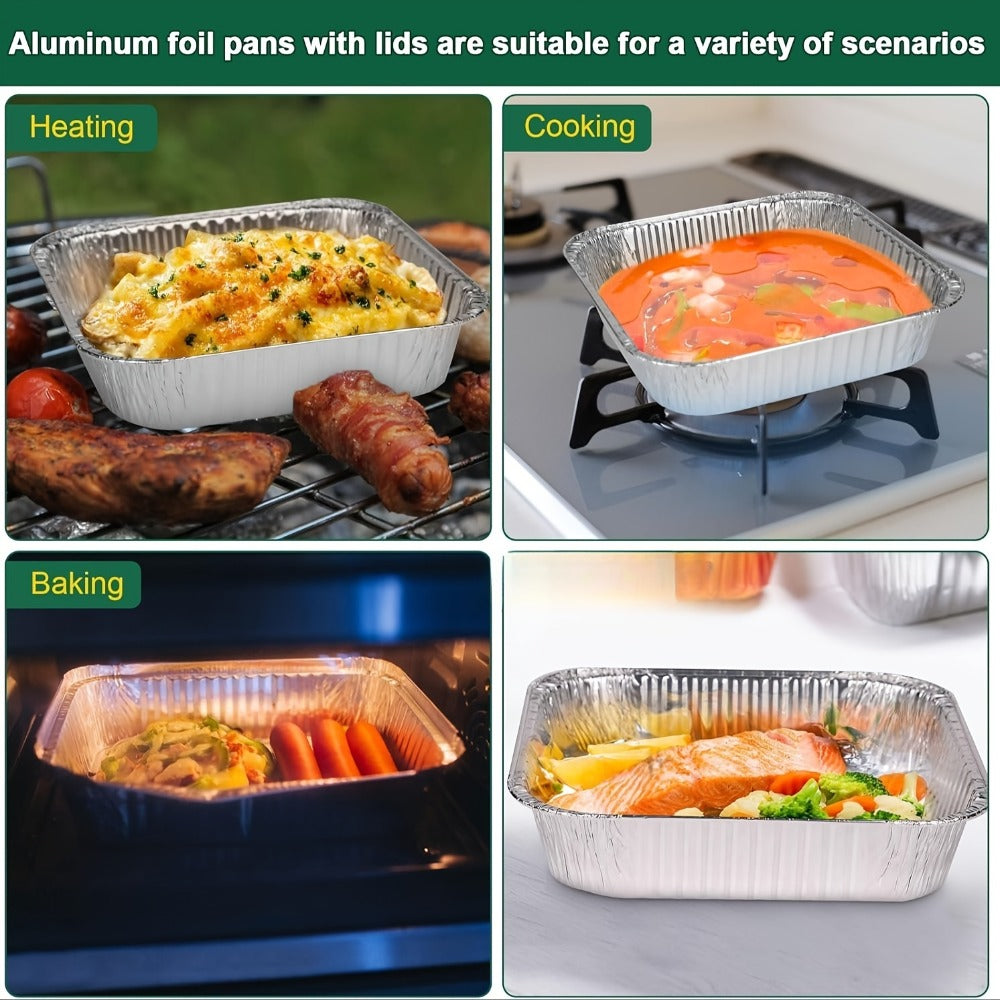 Aluminum Foil Pans 8x8 Inch 30 Pack with Lids Disposable Square Cake Pans ¨C Baking Cooking Freezing & Meal Prep Containers, Stackable Foil Baking Pans for Brownies Lasagna