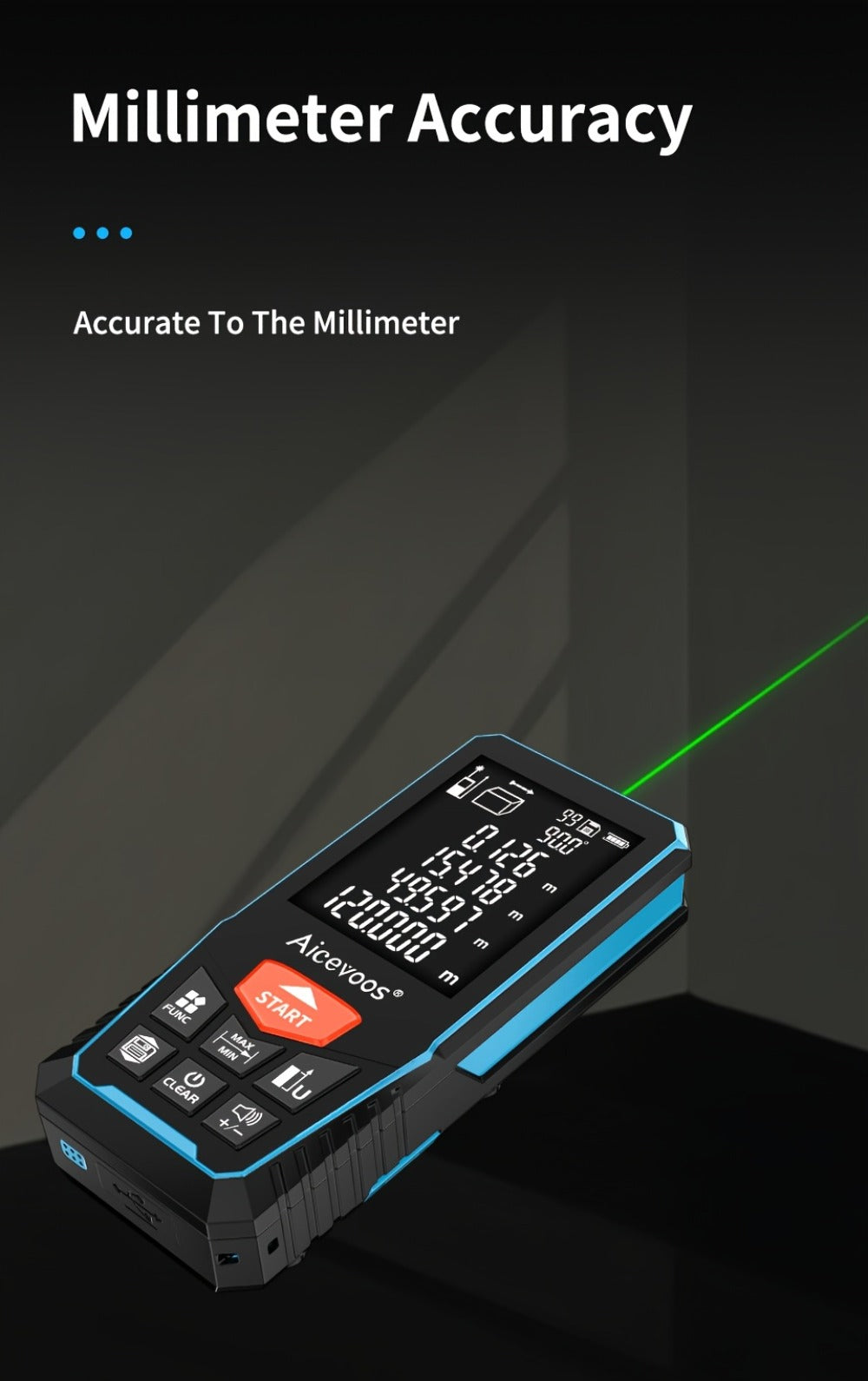 Laser Distance Meter Green Beam Digital Rangefinder 50M 70M 100M 120M Laser Tape Measure with LCD Display for Construction Surveying Indoor Outdoor Measuring