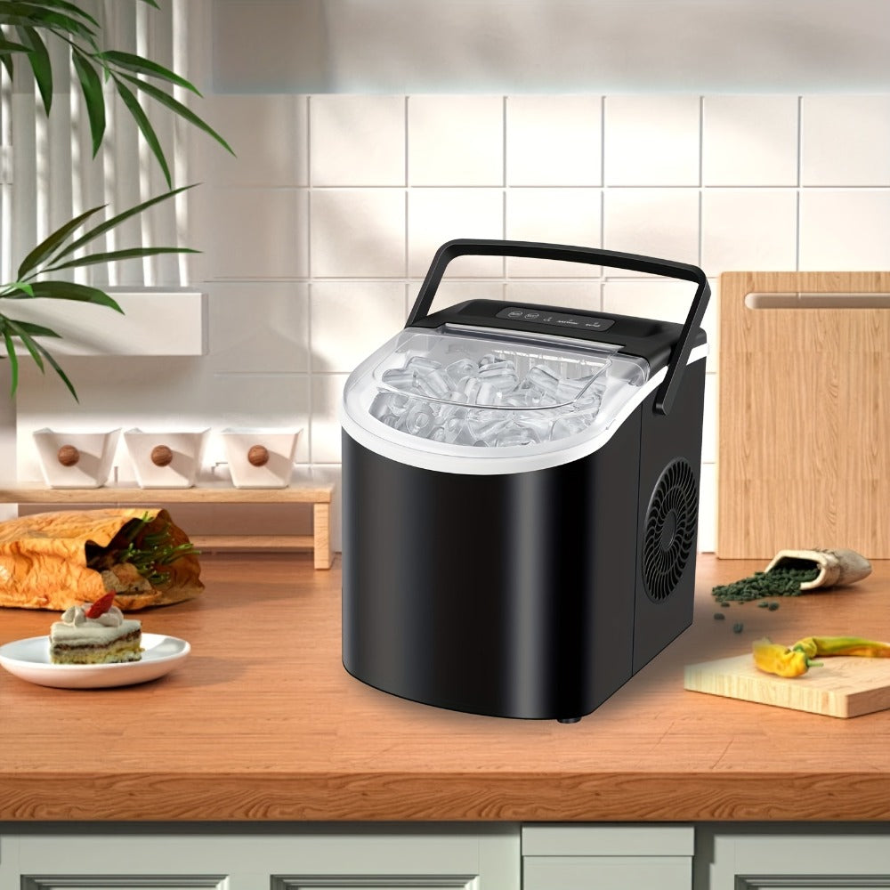 Ice Maker with Basket & Scoop ¨C 26 Lbs/Day Countertop Bullet Ice Machine, 9 Cubes in 6 Mins, Self-Cleaning, 5 Colors Pink White Green Silver Black, for Home, Kitchen, Office, Bar, RV & Camping