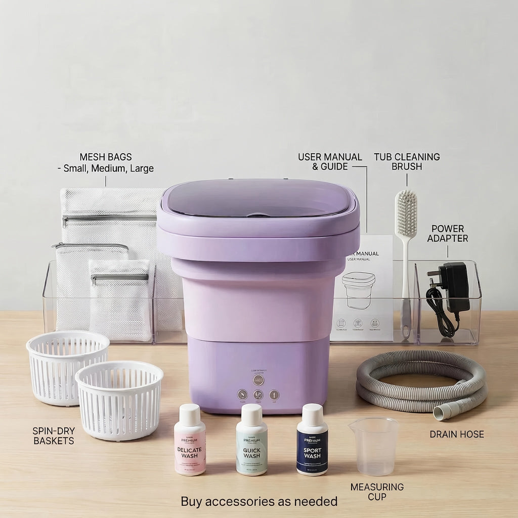Portable Mini Washing Machine 3 Cleaning Modes | Compact Travel Washer for Underwear Delicates | Space-Saving Laundry Solution for Apartments, RVs, Camping & Dorms