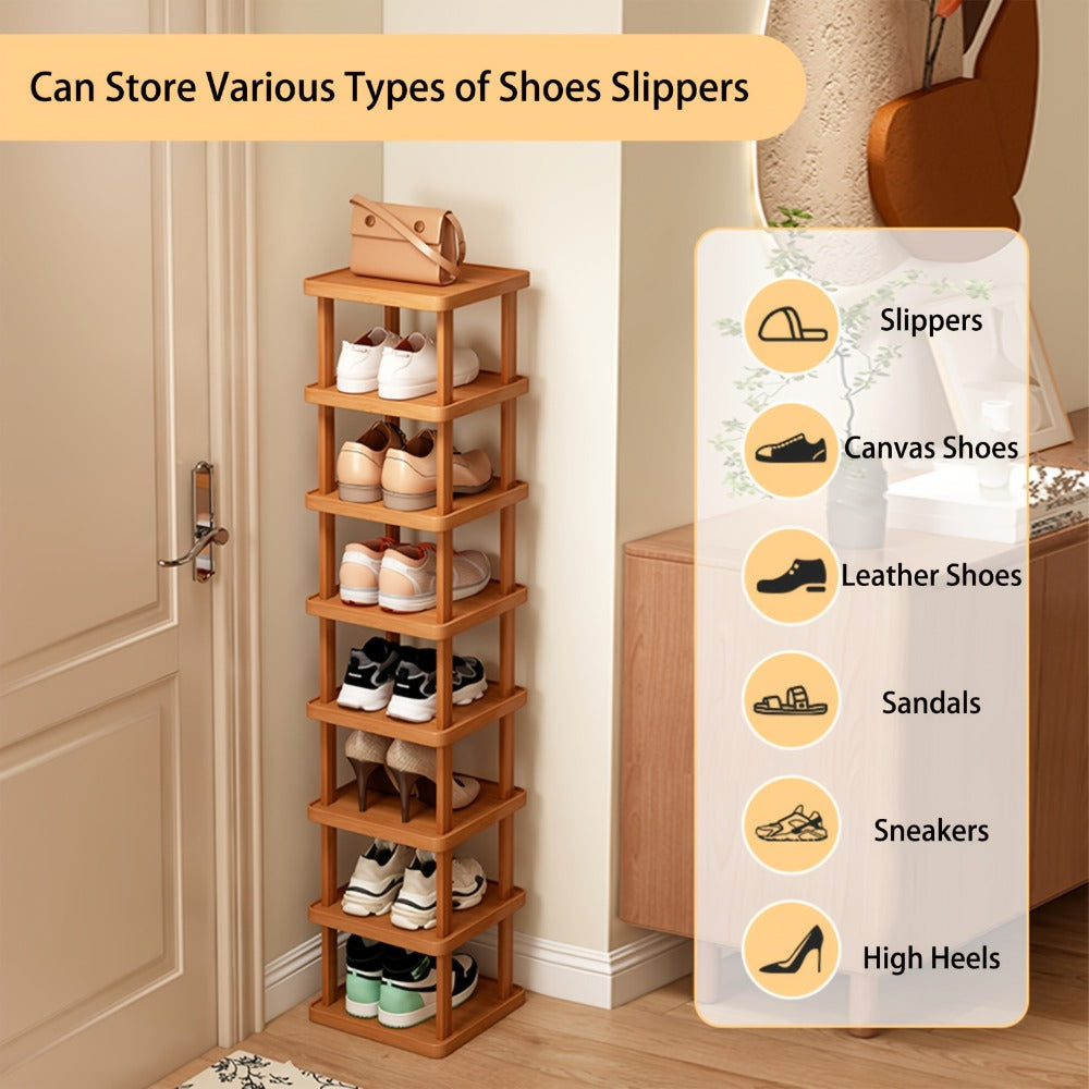 Bamboo Shoe Rack 6 or 9 Tier ¨C Space-Saving Wood Grain Shoe Organizer, Easy Assembly Freestanding Shoe Shelf for Entryway, Living Room, Bedroom & Dorm