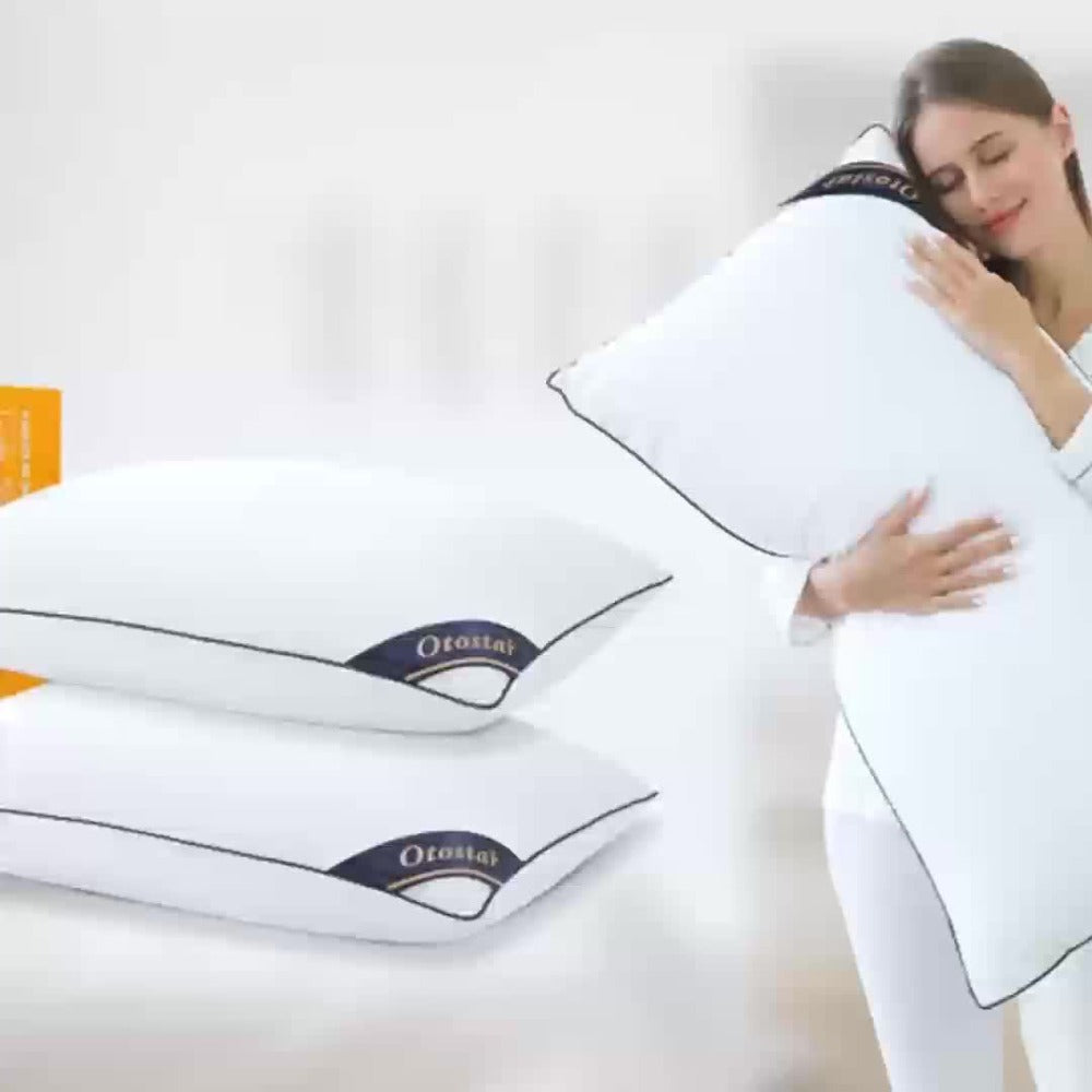 Hotel Quality Sleep Pillows Firm Support Cool-to-Touch Fiber Fill 2/4 Pack - Back Stomach Side Sleeper Pillow Set Soft Breathable Bed Pillows Standard Queen King Size