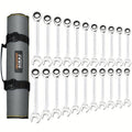 Combination Ratcheting Wrench Set 22pcs SAE & Metric, 1/4¡±-3/4¡± & 6-18mm Chrome Vanadium Steel, 72-Tooth Ratchet Wrenches with Oxford Bag, ANSI Standard for Car Repair & Home Appliance Maintenance