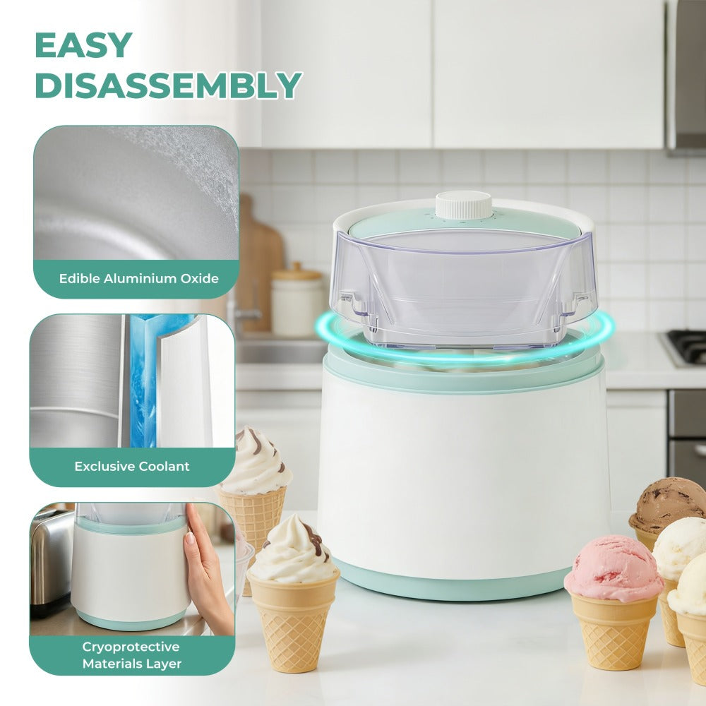 Ice Cream Maker 2 Liter Large Capacity Stainless Steel with LED Screen - Electric Ice Cream Machine for Home, Parties & Barbecues, Makes Frozen Yogurt & Fruit Smoothies, Easy to Clean, Great Gift