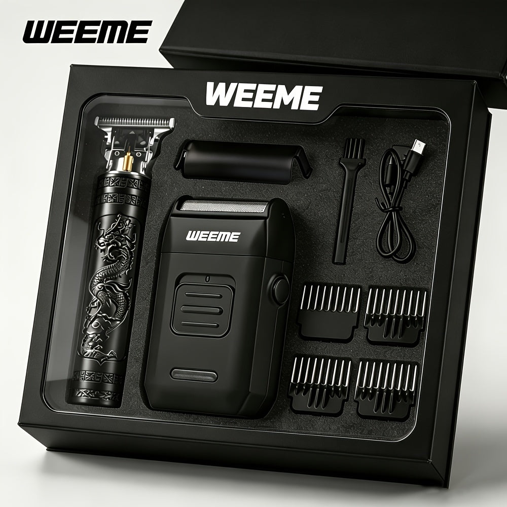 Men's Professional Hair Clipper and Trimmer Set Wireless USB Rechargeable Hair Cutting Kit for Hair and Beard Precise Grooming Gift for Dad Boyfriend Father's Day