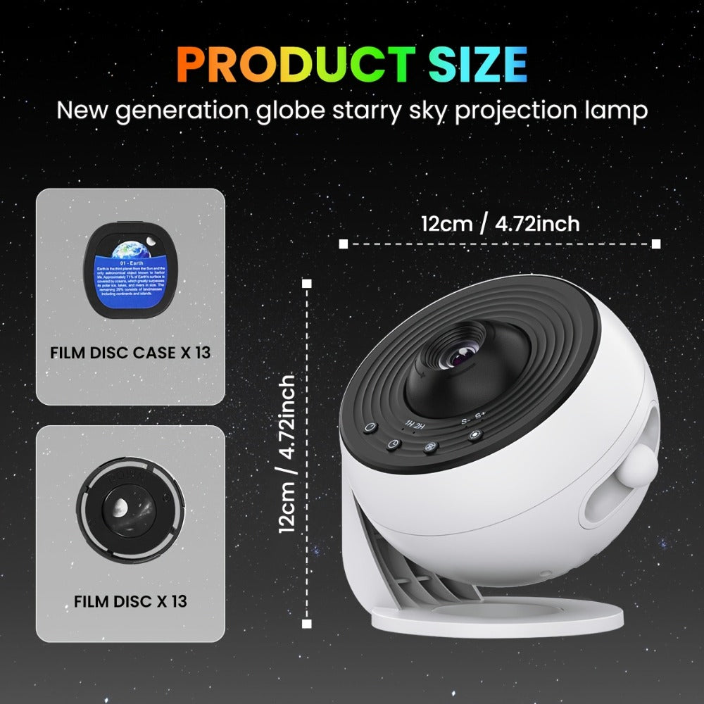 Galaxy Earth Projector Lamp 4K HD with 13 Film Cards Globe Night Light Projector for Bedroom - Star Galaxy Projection Table Lamp for Home Decor, Kids Room, Ambient Lighting & Gift