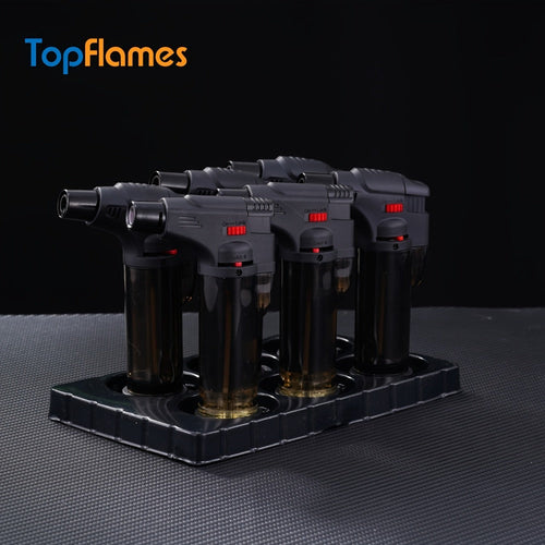 Butane Torch Lighter 6pcs Big Jet Flame Refillable & Adjustable Mini Blow Torch - Gift Box Set for Camping, Grill, BBQ, Culinary, Soldering & Welding | Butane Not Included