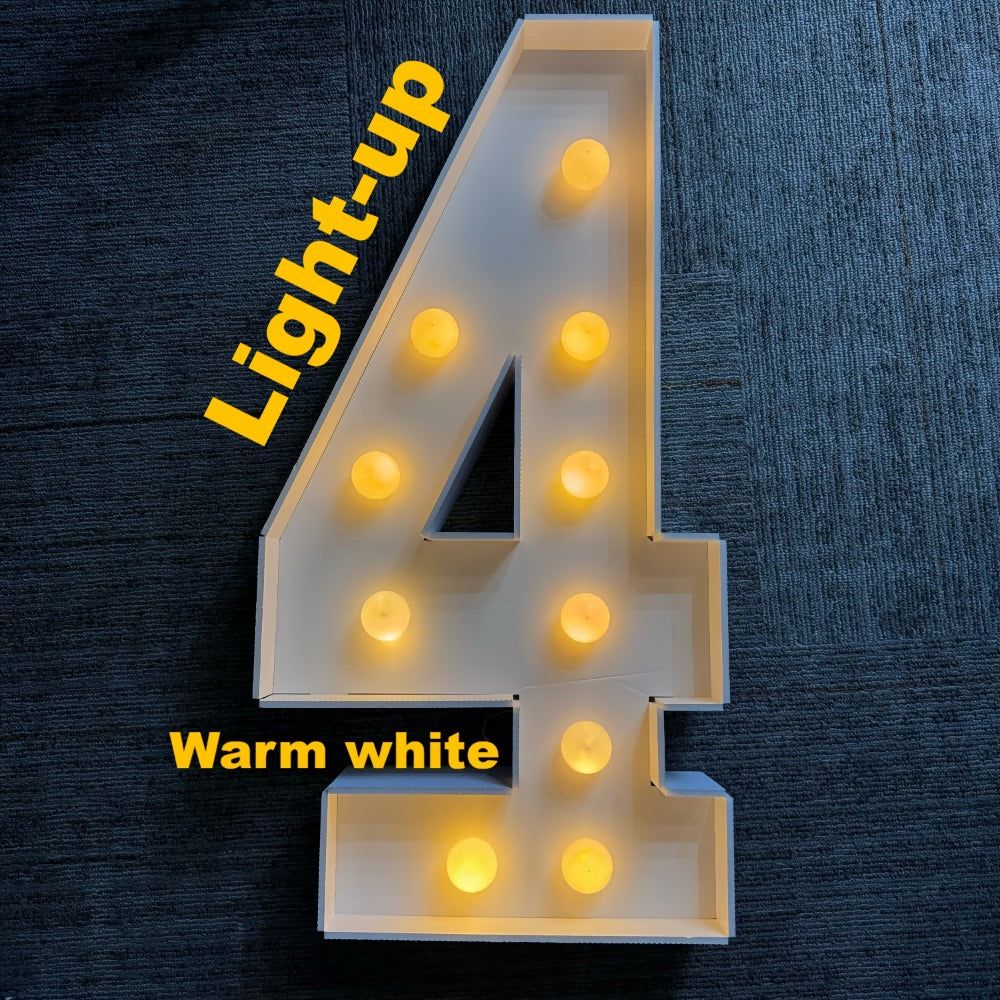 3ft Glowing Number Sign ¨C Warm White LED 3D KT Board 36 Inch Freestanding Party Decoration for Birthday Anniversary Wedding