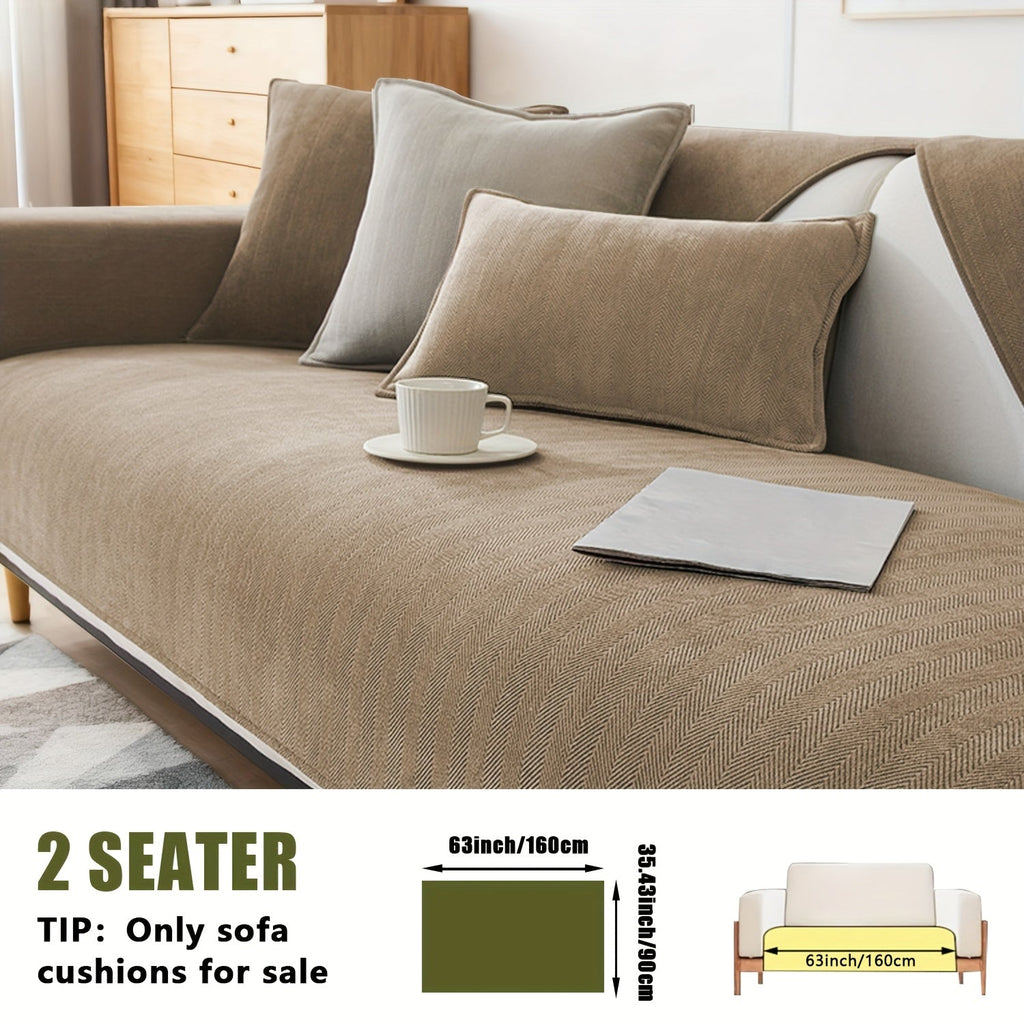 Chenille Ribbed Sofa Cover - Pet Friendly Non-Slip Machine Washable Soft Stretch Slipcover for 1-4 Seater Sectional Sofa Living Room Bedroom Office, 9 Colors