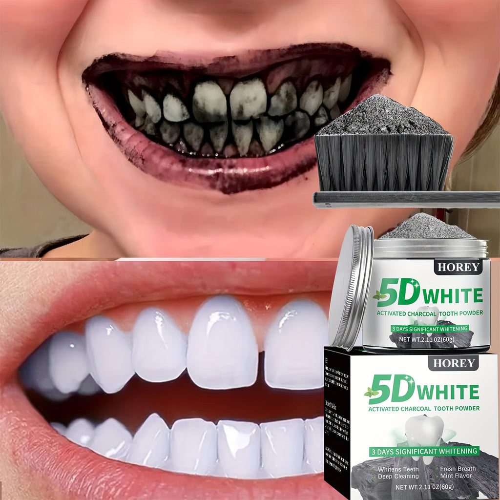 Bamboo Charcoal Tooth Powder 30g Whitening Teeth Powder with Mint Extract Stain Removal Fresh Breath Deep Cleansing Natural Activated Charcoal Toothpowder for Whiter Teeth Daily Oral Care