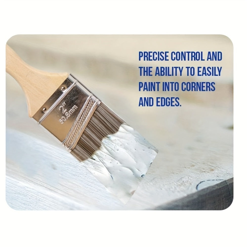 Paint Brushes Set 5 Piece Pro Grade Flat and Angle Brush Kit for Latex Oil Paint Stain Varnish Interior Exterior Wall Trim Furniture Home Improvement DIY