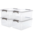 Plastic Storage Bins with Lids 4 Pack 17 Quart Stackable Clear Storage Containers with Latching Lids for Garage Closet Bedroom Basement Kitchen Organization