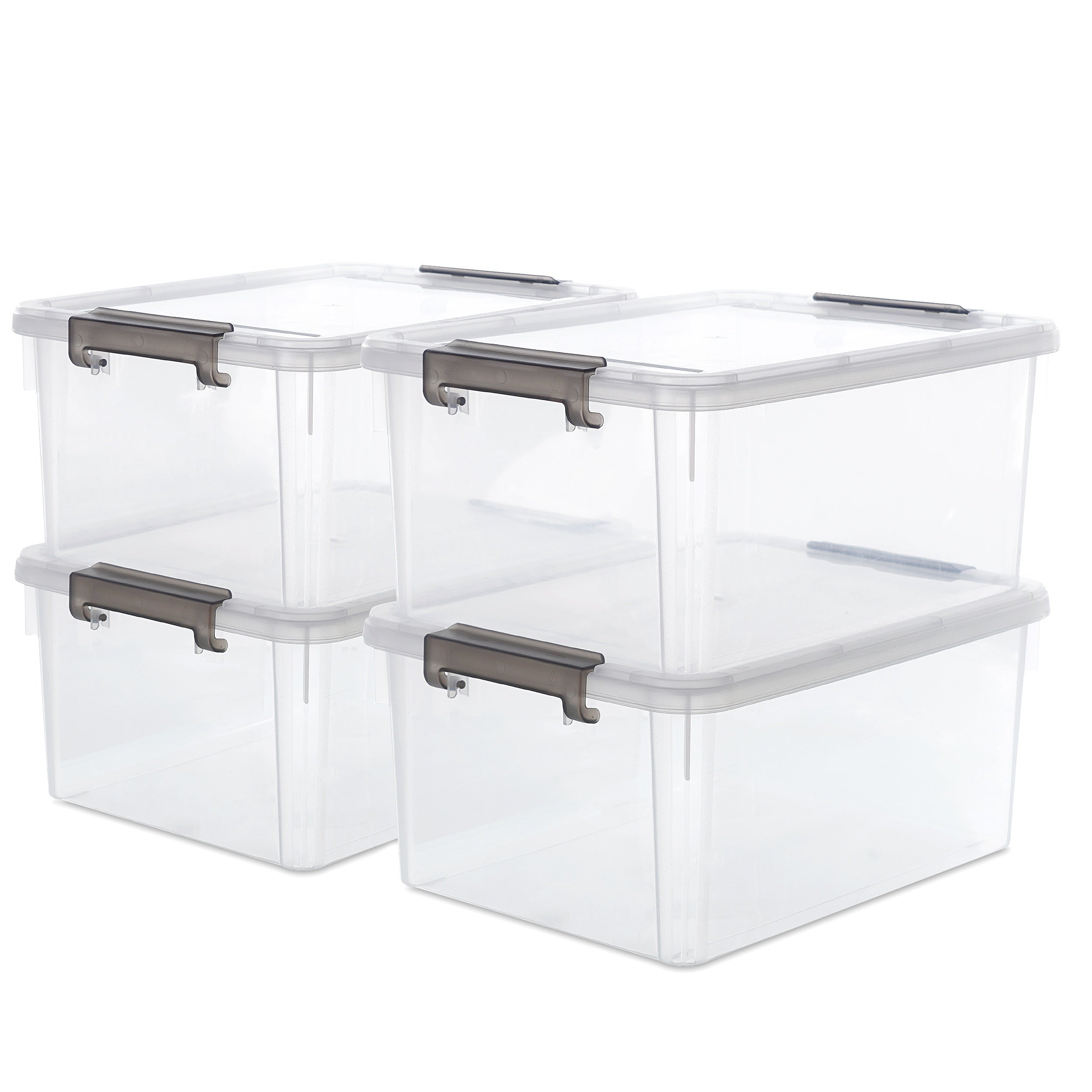 Plastic Storage Bins with Lids 4 Pack 17 Quart Stackable Clear Storage Containers with Latching Lids for Garage Closet Bedroom Basement Kitchen Organization
