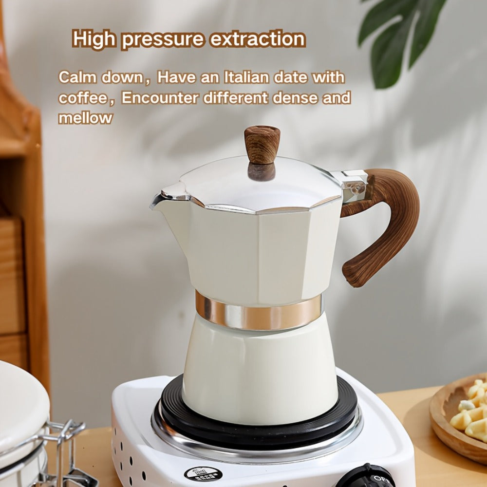 Moka Pot Stovetop Espresso Maker 150ml Classic Aluminum Italian Coffee Pot for Home Brewing Camping Cuban Cafe Style Easy to Use and Clean Multiple Colors Available