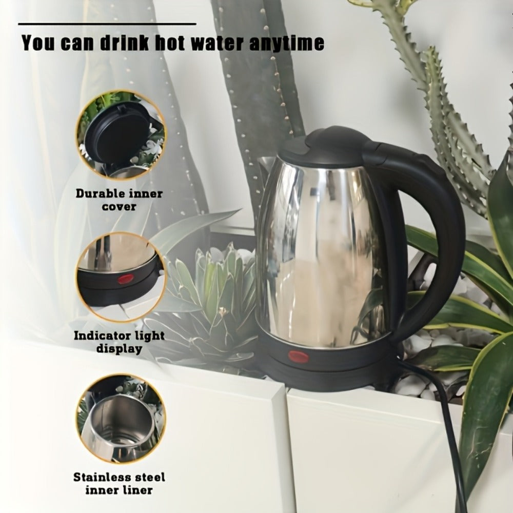 Electric Kettle Stainless Steel 2L Large Capacity 67.63oz with Auto Shut-Off, LED Indicator, BPA-Free Double Wall, Fast Boiling for Coffee & Tea ¨C Black Hot Water Kettle for Home, Office & Dorm