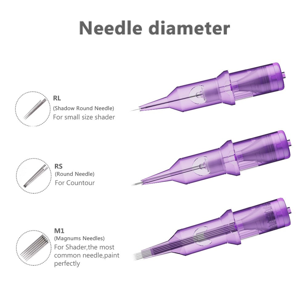 Disposable Tattoo Needles Mixed Size Sterilized RL RS M1 0.35mm ¨C Safety Tattoo Needle Set for Tattoo Artists and Beginners, Body Art Supplies 30 40 100 Piece Bulk Pack