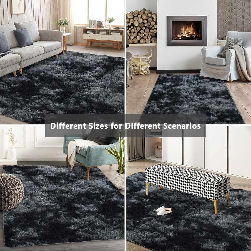 Fluffy Area Rug Tie-Dye Soft Carpet for Living Room Bedroom Office Thickened 1000g/©O Machine-Woven Indoor Mat Multi-Color Multi-Size Dark Gray Light Grey Khaki Pink Black White Purple