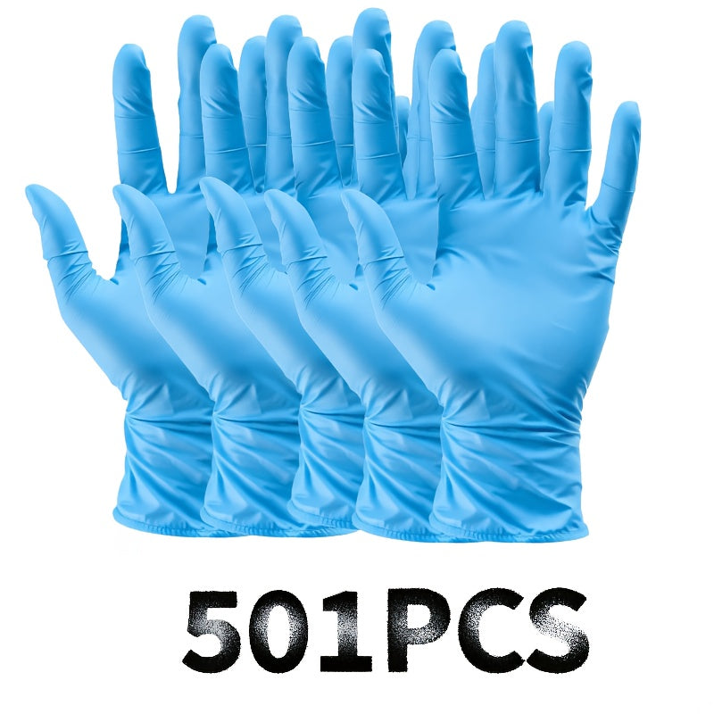 Blue Nitrile Disposable Gloves 5.5 Mil, Bulk Pack 101/201/501/1000 Count, Latex-Free Powder-Free Chemical Resistant Elastic Fit, for Household Cleaning, Tattooing, Painting, Car Washing & Maintenance