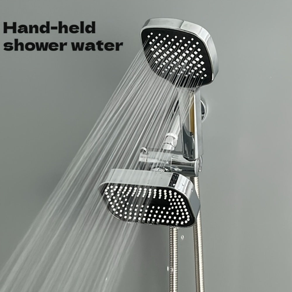 2-in-1 High Pressure Handheld Shower Head Set with Rain Showerhead ¨C Long Hose T-Valve ABS Wall Mount Bathroom Upgrade