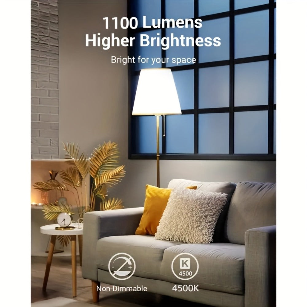 A19 LED Light Bulb 14W 1100 Lumens 4500K Daylight White 85+ CRI Non-Dimmable ¨C E26 Base No Flicker High Brightness Bulb for Home Bedroom Office Kitchen Living Room Lamp, 6 Pack