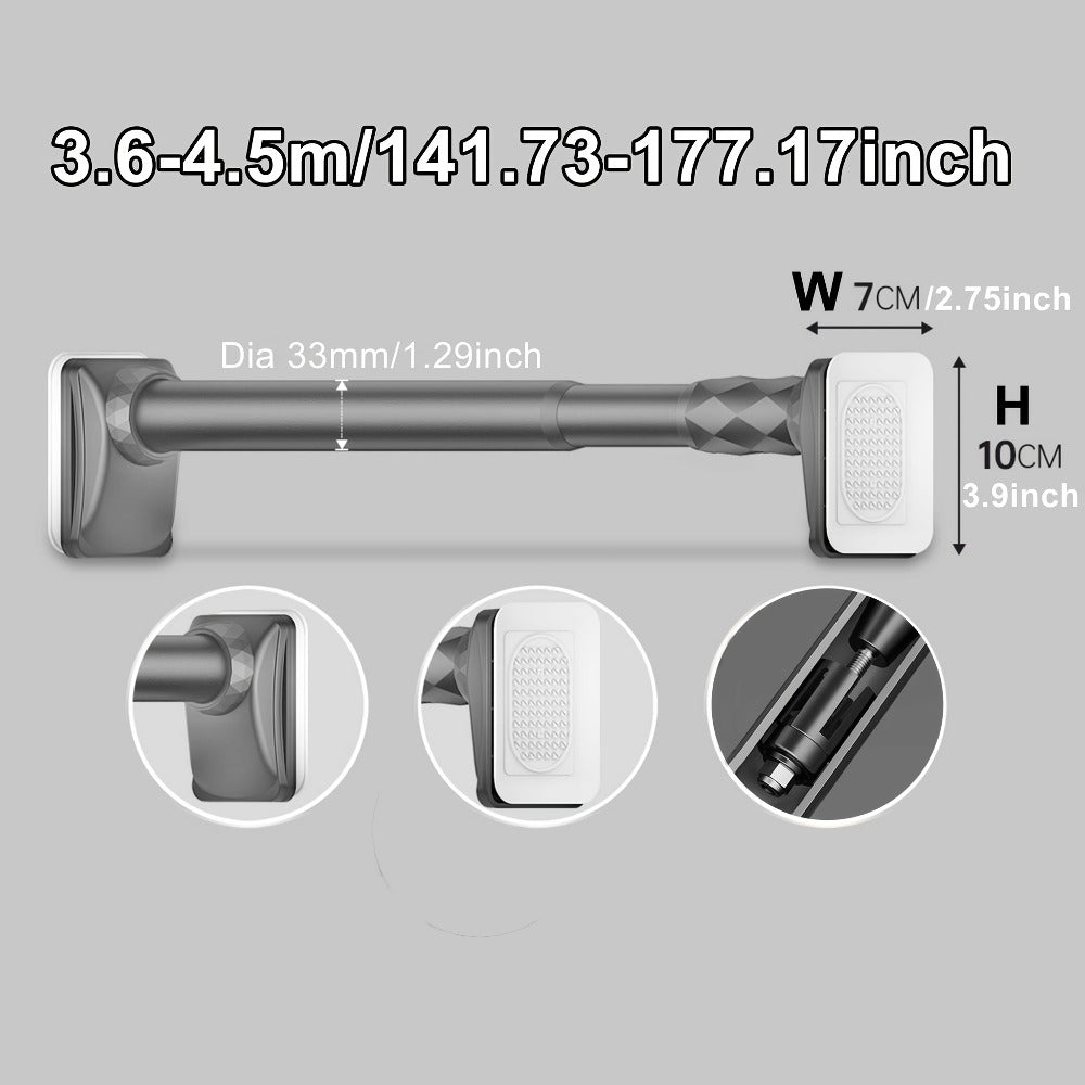 Telescopic Curtain Rod No Drill 15.75¡±-196.85¡± Adjustable Shower Curtain Rod 33mm for Large Windows