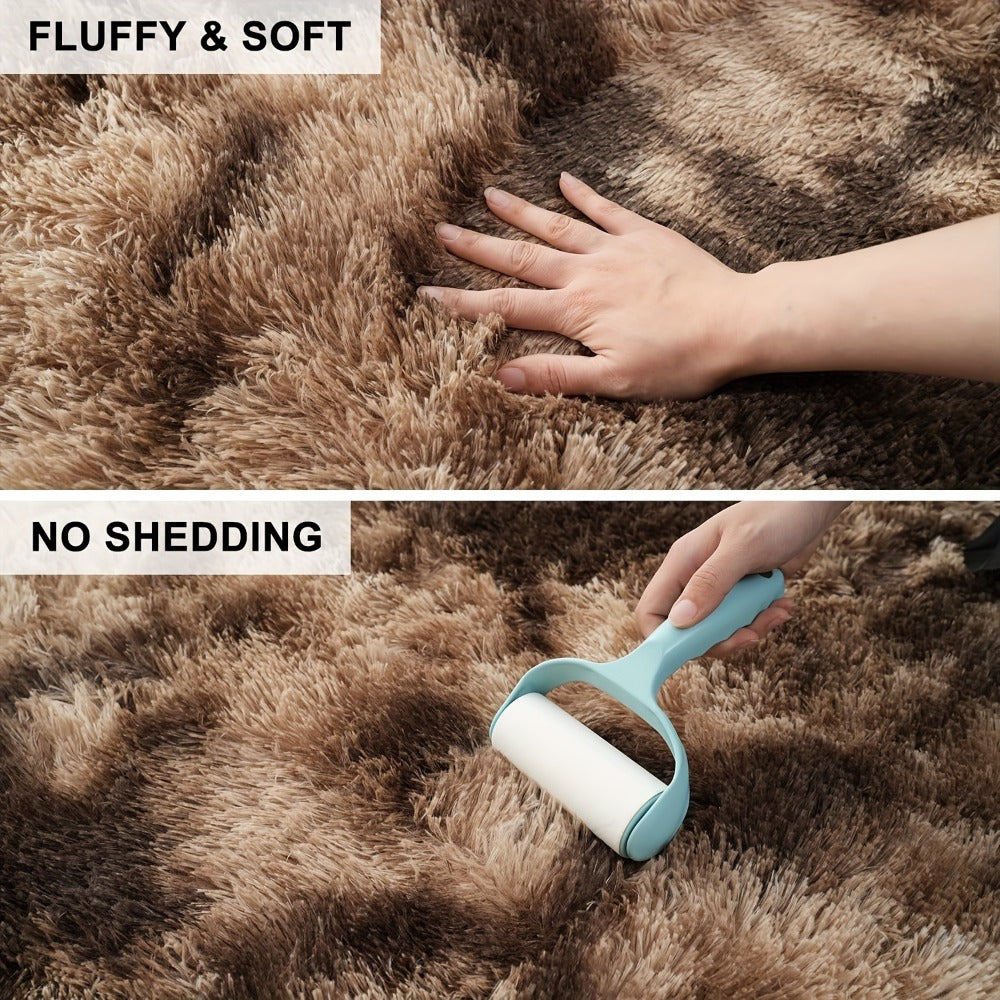 Shaggy Plush Area Rug - Soft Fluffy Carpet for Living Room, Bedroom & Sofa | Non-Slip Machine Washable Tie-Dye & Solid Color Long Pile Rug | Luxury Home Decor Floor Mat in Multiple Sizes & Colors