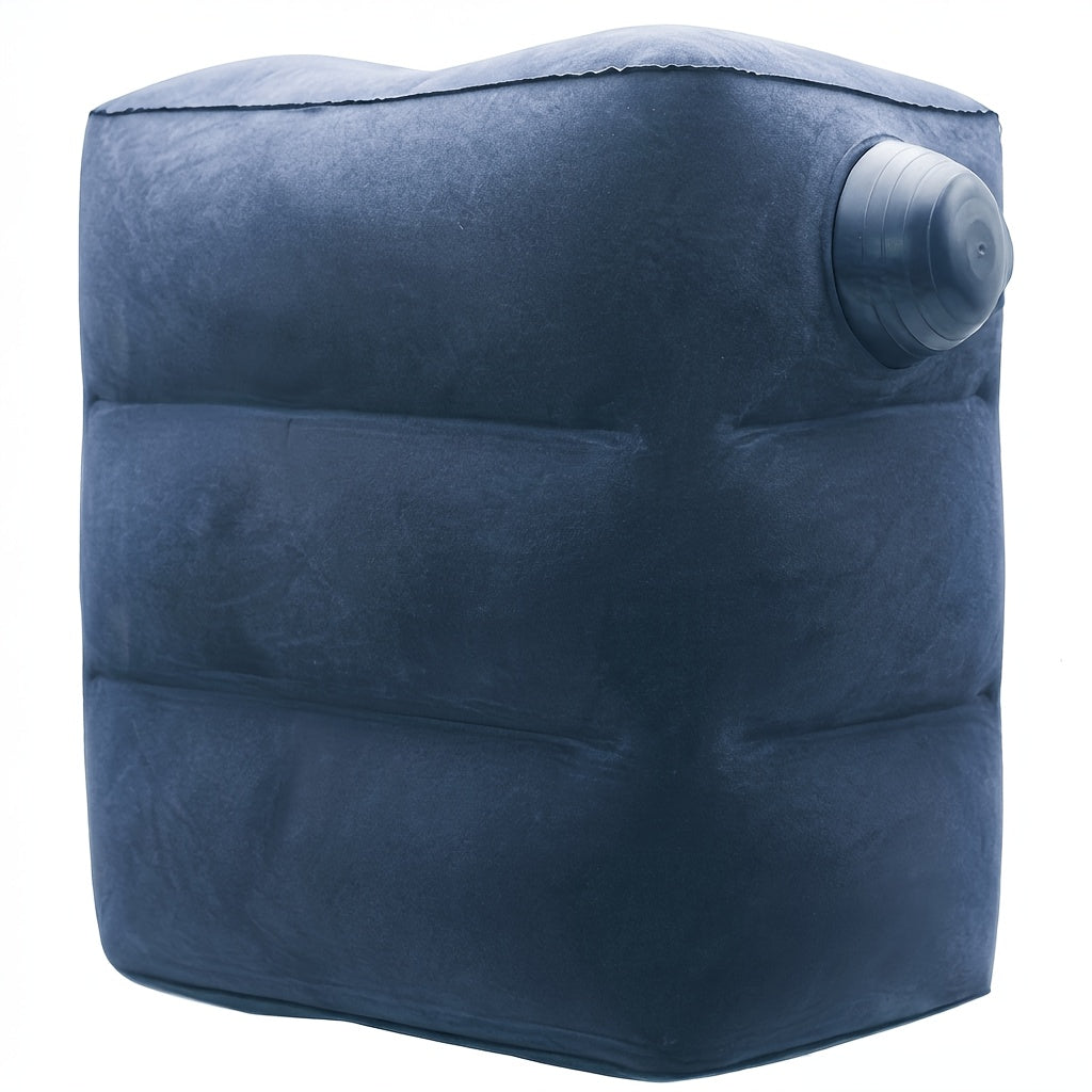 Inflatable Travel Neck Pillow Press to Inflate Foldable Ergonomic Design for Airplane Office Camping Gray Blue