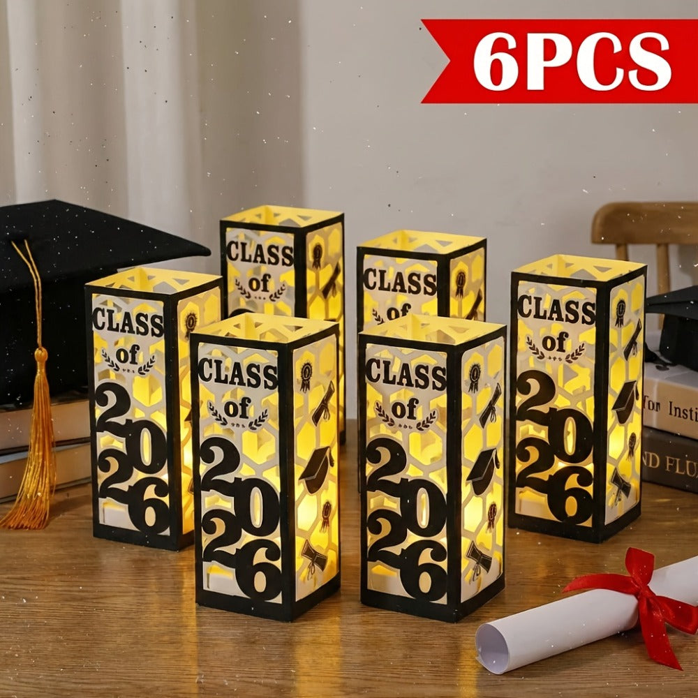 Graduation Centerpieces Decorations 6pcs Class of 2026 | Paper Lantern Boxes No Electricity Needed Congrats Grad Party Supplies for College High School Celebration Table Decor 6 Colors