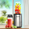 Personal Smoothie Blender 15pcs - Blender for Shakes and Smoothies with Grinder Combo 2-Speed Control - 4 BPA-Free Portable Blender Cups Smoothie Maker for Home Gym Travel - Silvery Black