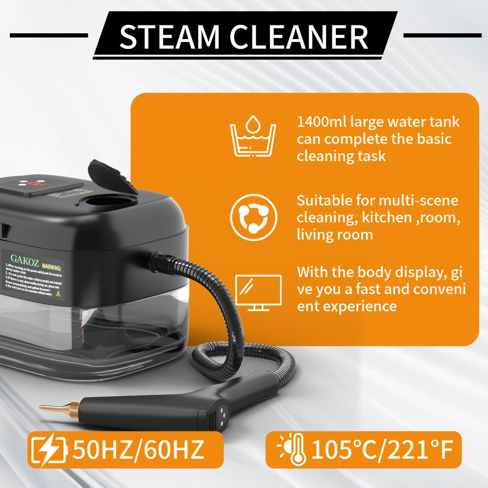 Steam Mop Cleaner Handheld LCD Display Gear Switch 40.58oz Tank One-Key Start for Carpet Kitchen Sofa Upholstery Multi-Model