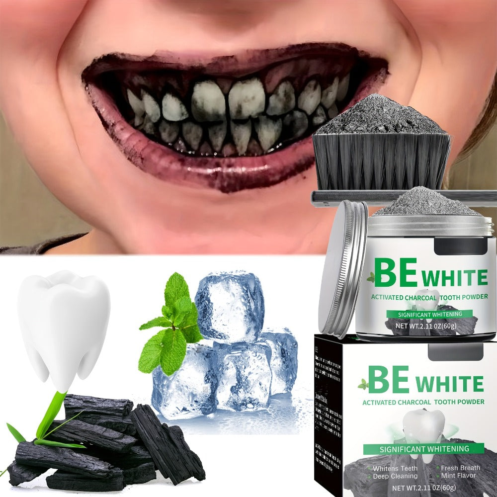 Bamboo Charcoal Tooth Powder 30g Whitening Teeth Powder with Mint Extract Stain Removal Fresh Breath Deep Cleansing Natural Activated Charcoal Toothpowder for Whiter Teeth Daily Oral Care