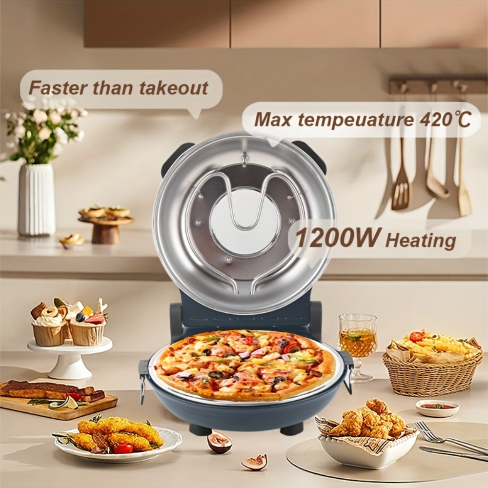 Indoor Pizza Oven 12 Inch Countertop Electric Pizza Maker 1200W ¨C Reaches 800¡ãF in Minutes, Dual Knob Control, Ceramic Stone, Transparent Window, Anti-Scald Handles for Home Kitchen