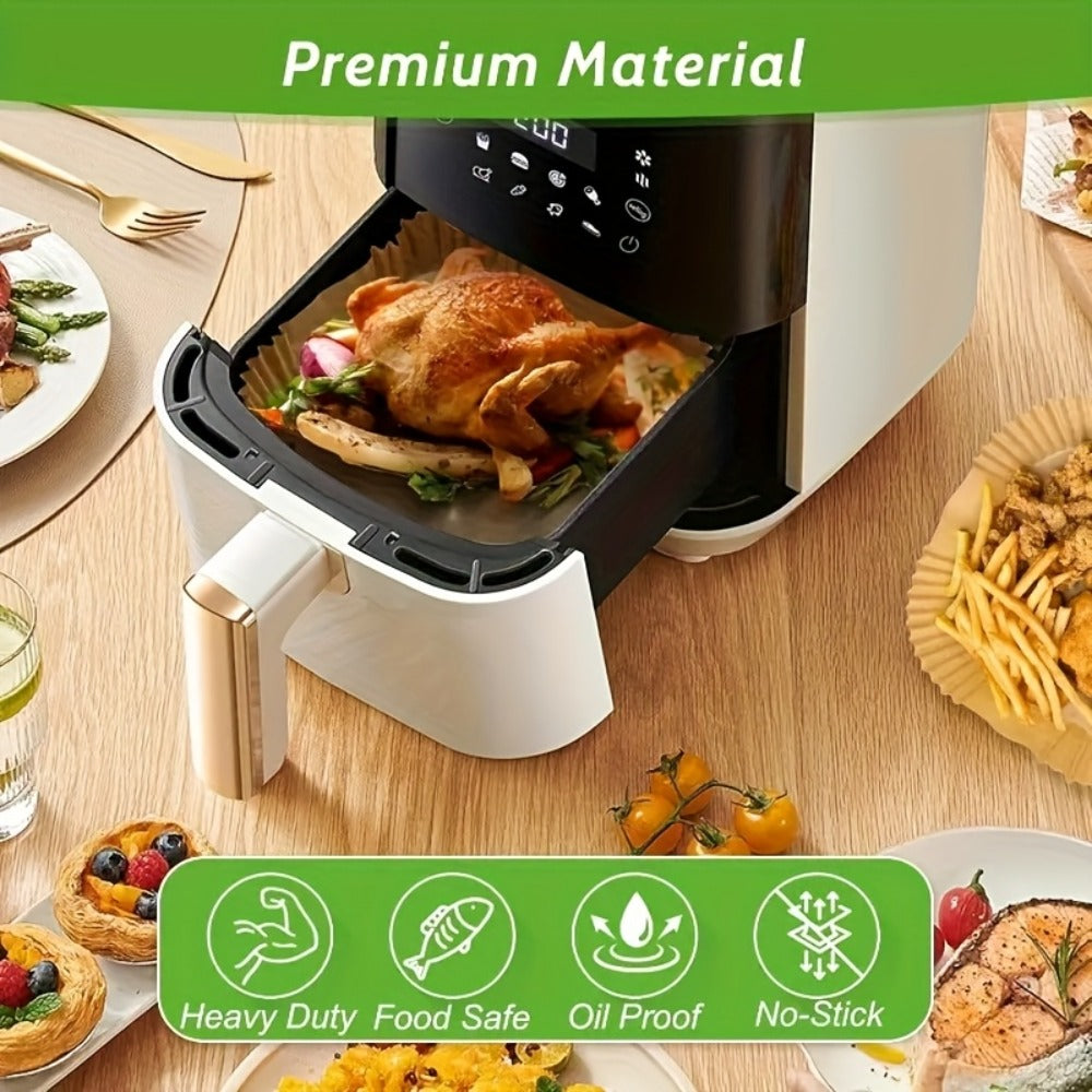 Air Fryer Parchment Paper Liners 250pcs - Non-Stick Disposable Square Liner Sheets for 5-8QT Air Fryer Basket Baking Roasting Microwave Unbleached