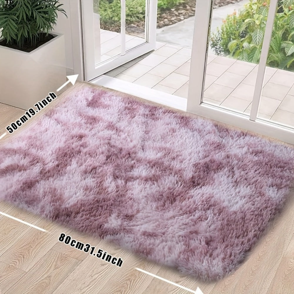 Tie-Dye Plush Area Rug Soft Non-Slip - Absorbent Machine Washable Fluffy Mat for Living Room Bedroom Bathroom, Modern Luxury Home Accent Rug, Dark Gray Black Light Gray Pink, 2 Sizes