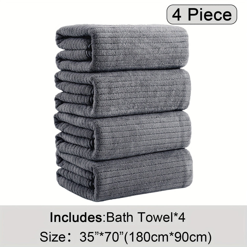 Bath Towels Set 4 Pack 35x70 Inch Oversized Extra Large - Microfiber Super Absorbent Quick Dry XL Bath Sheet Soft Bathroom Towels | 13 Colors | Family Hotel Spa Shower Towel Set Coastal Style