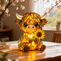 Highland Cow Desk Lamp USB Powered Cute Cow Night Light Handcrafted Sunflower Design Bedroom Living Room Decor Unique Gift for Friends Family Kids