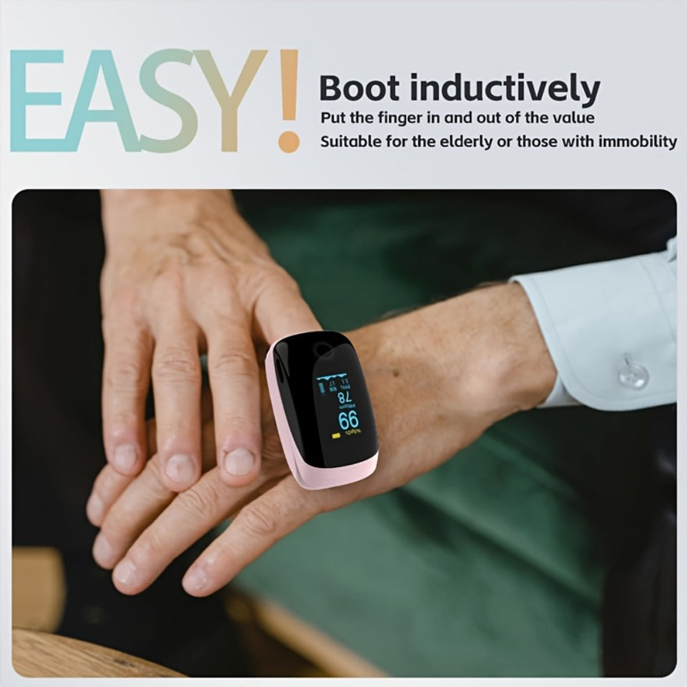 Pulse Oximeter Fingertip - FDA Cleared Rechargeable Blood Oxygen Monitor with SpO2, Pulse Rate, PI & RR, OLED Display, Fast Reading Finger Pulse Oximeter for Home, Sports & Travel Use