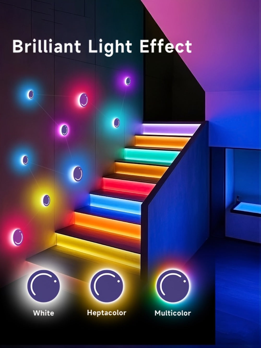 LED Atmosphere Lights Set of 9, Smart RGB App Control with Music Sync & Unit Jump Dimming, Romantic Ambient Lighting for Living Room, Banquet Hall, Family Gathering, Easter, Mother's Day & Christmas Gift