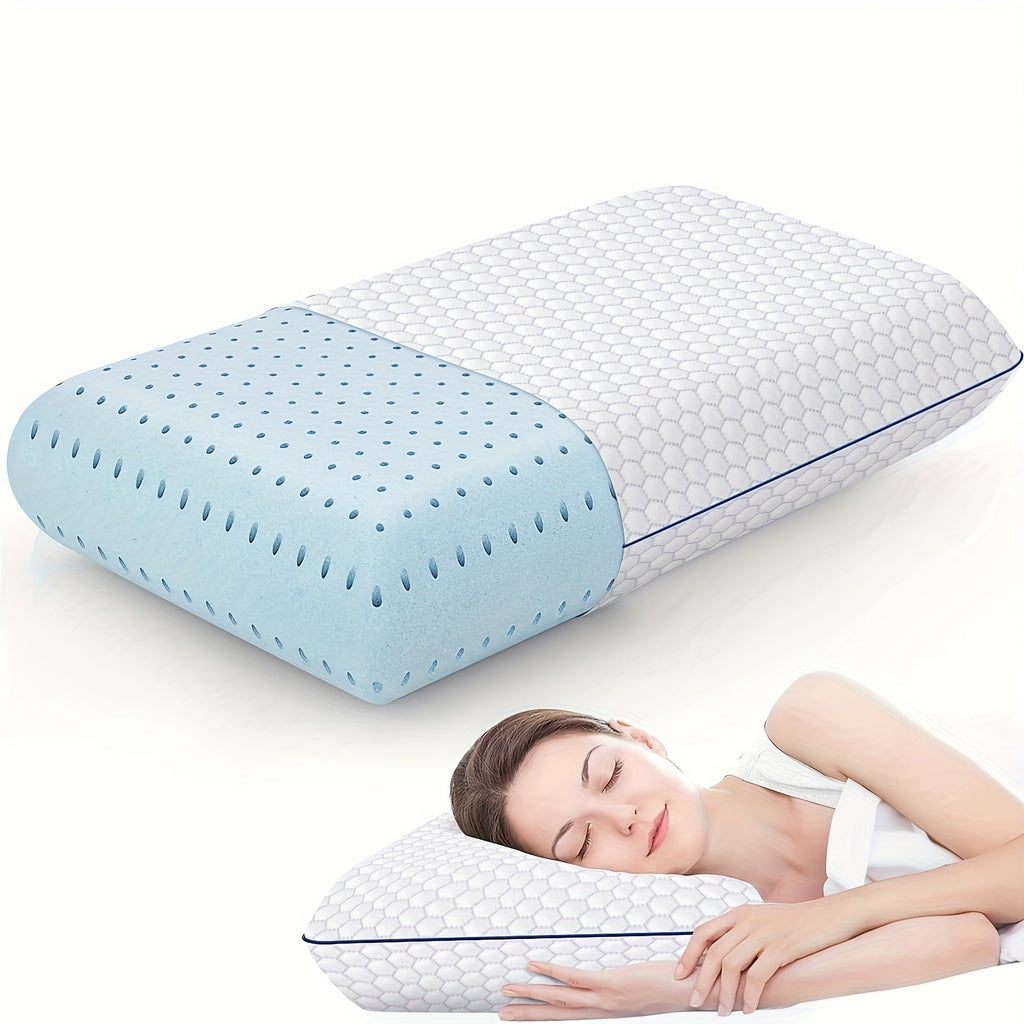 Bed Pillow for Side, Back & Stomach Sleepers ¨C Washable Cover, Breathable Mesh, Standard Size ¨C Blue & Grey
