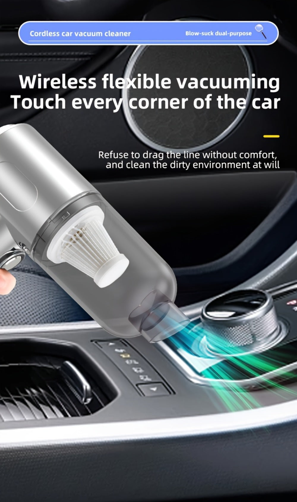 Cyclone Handheld Vacuum Cleaner Cordless Rechargeable with Strong Suction - Lightweight Portable for Home, Office, Car & Pet Hair, Allergy-Friendly Quick Cleanup Dust Buster, Easy to Use & Carry