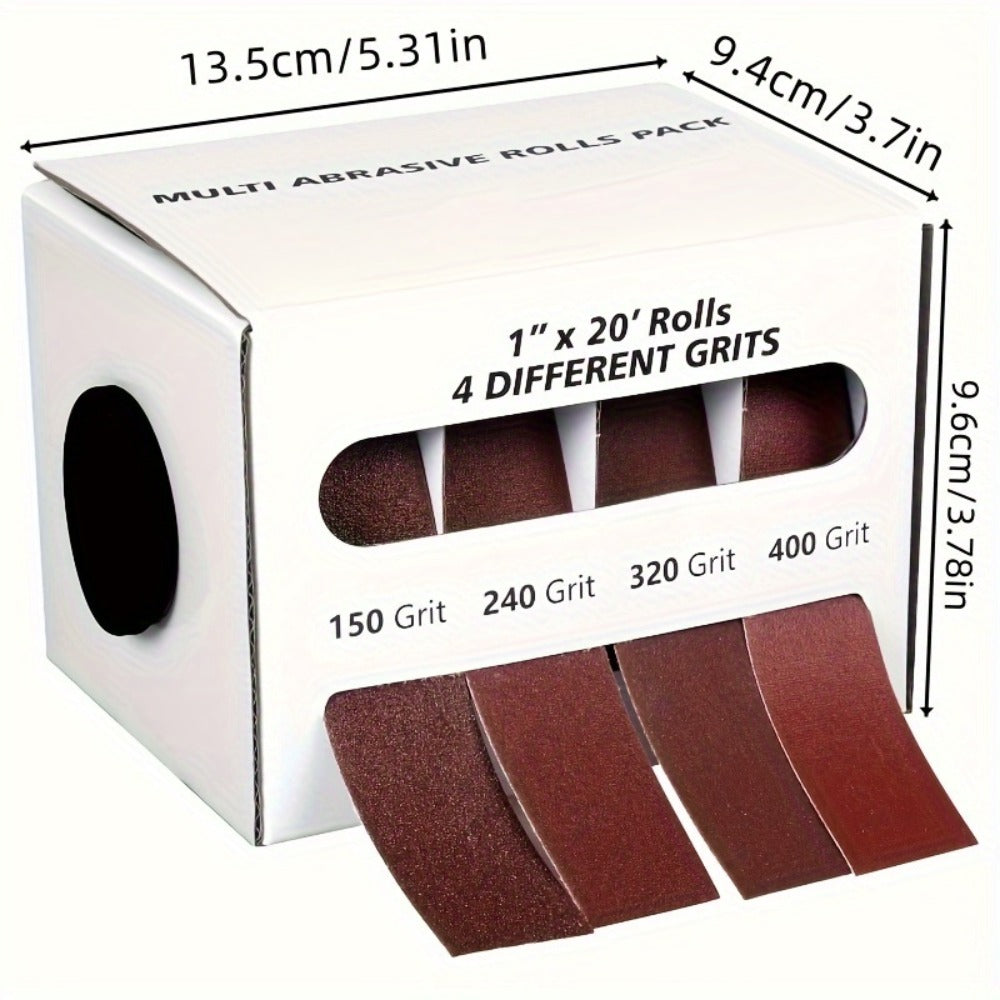 Sandpaper Roll with Dispenser, Aluminum Oxide Multi-Grit Emery Cloth 80-600, 4/5/6 Piece Set, 236 Inch for Wood Metal Glass Woodworking Sanding Blocks DIY