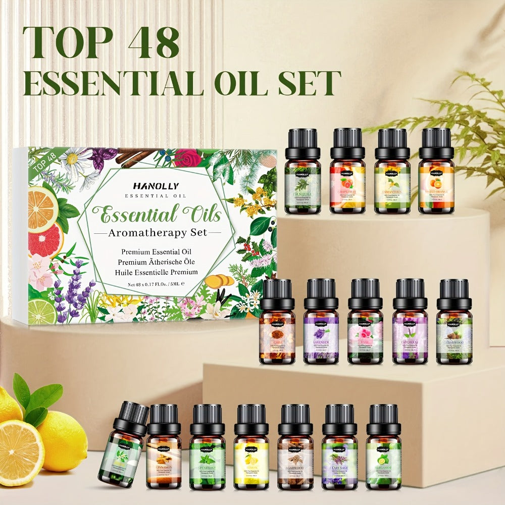Essential Oils Set 12 26 32 48 Pcs Aromatherapy Gift Kit Lavender Eucalyptus Tea Tree Peppermint for Diffuser Humidifier Candle Soap Making Birthday Holiday Gift