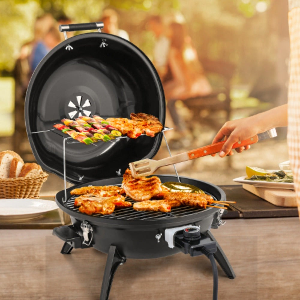 Electric Indoor Grill Smokeless Vertical Design 1.12 SqFt Griddle Warming Rack Adjustable Temp 200-425F Pull-Out Drip Pan 304 Stainless Steel for Steak BBQ Panini Camping