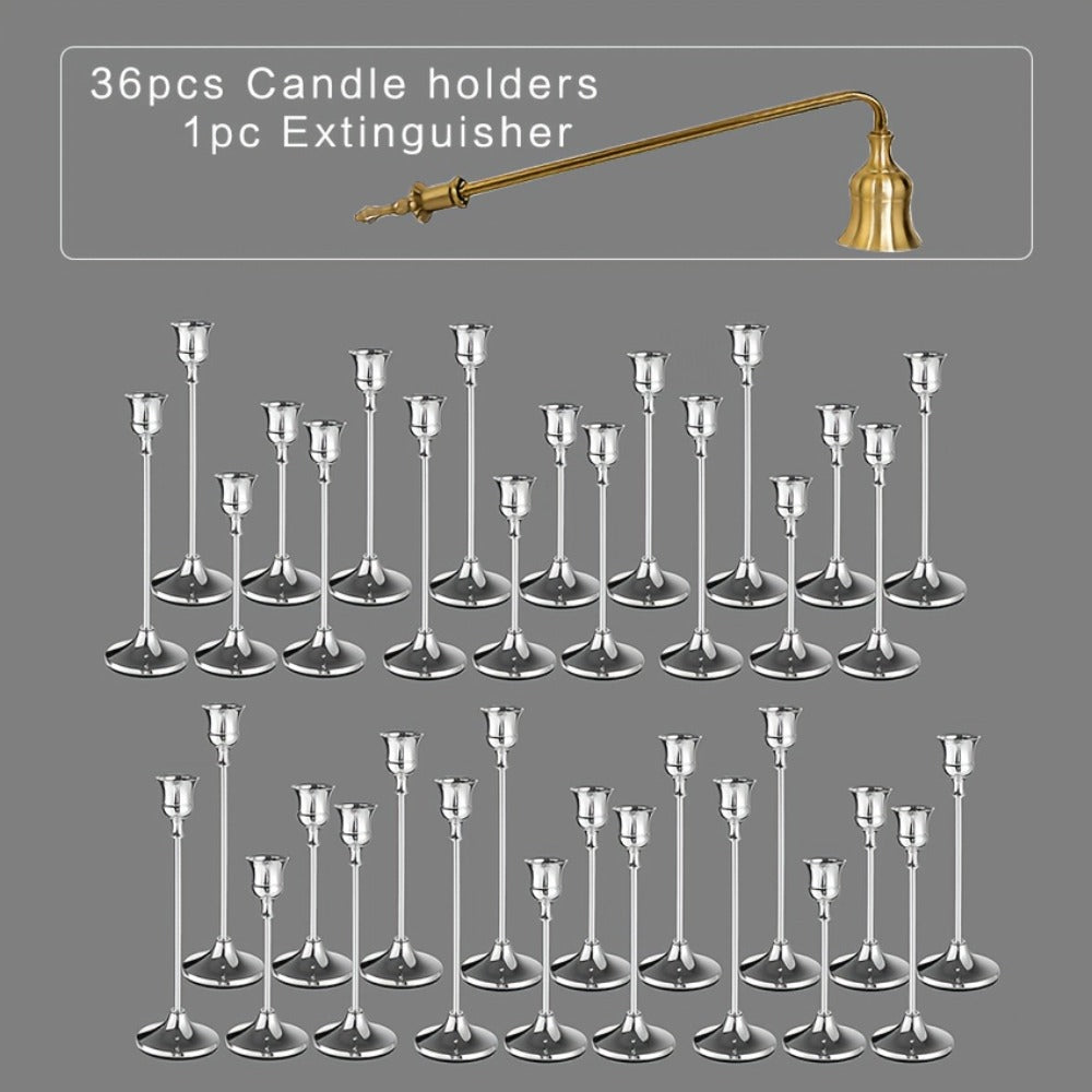 Copper Plated Candlestick Holders Bulk Set ¨C Retro Minimalist Taper Candle Holders for Wedding Birthday Christmas Dining Table Fireplace Decor