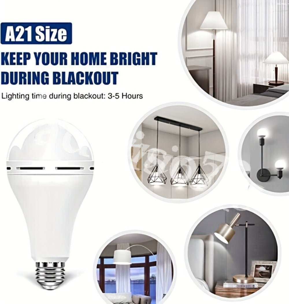 Emergency Light Bulb for Power Outages, Self-Charging Battery Backup LED Bulb 1200mAh 60 Watt Equivalent, Stays On During Blackout, E26 Base Rechargeable Backup Bulb for Home Safety Daily Use